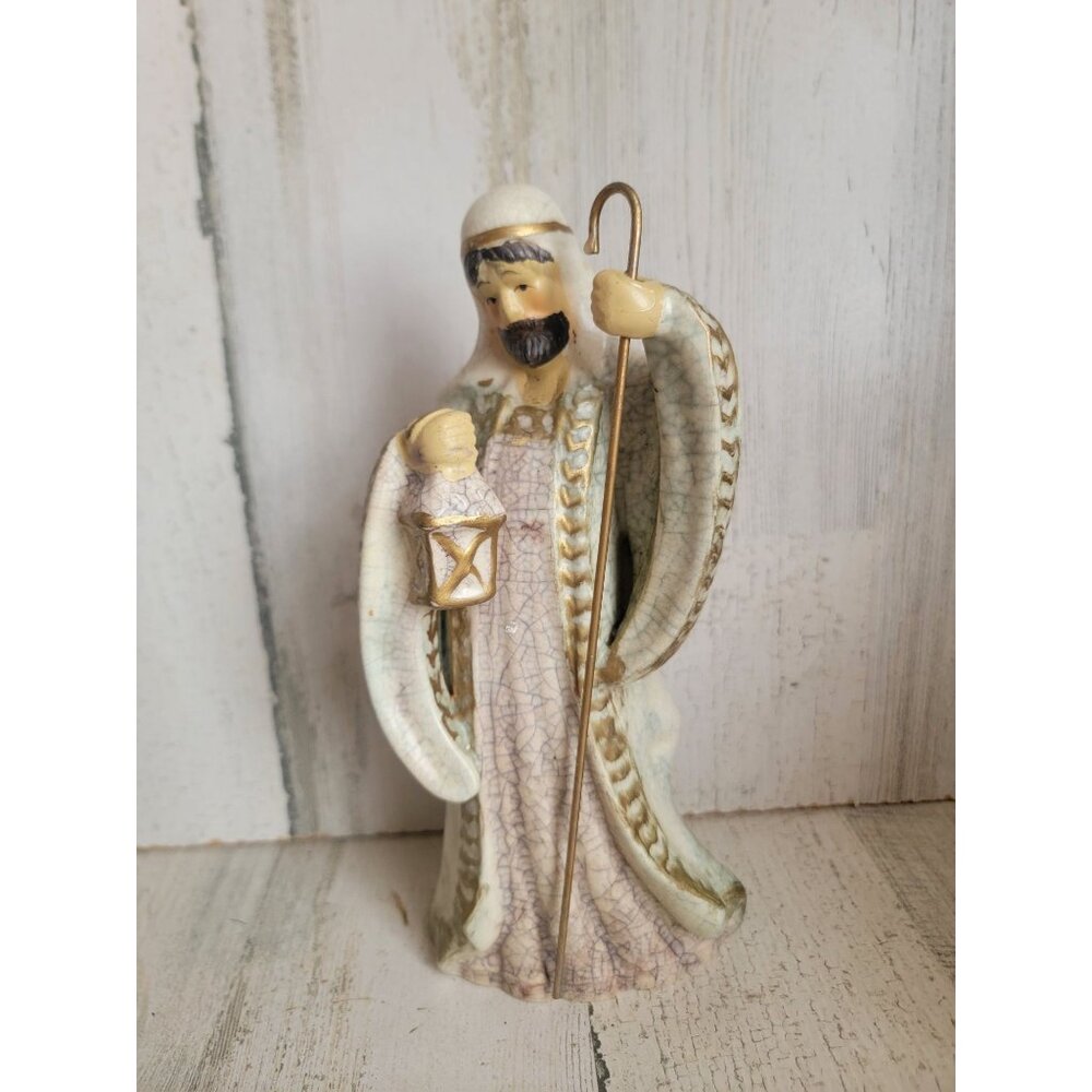 Vintage Joseph 3 king lantern rustic ceramic figure‎ xmas